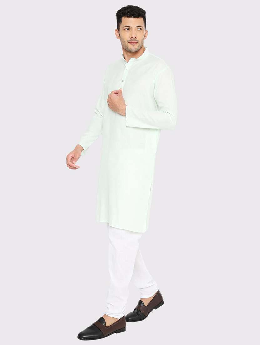 men solid mandarin neck long kurta - 21979275 -  Standard Image - 3