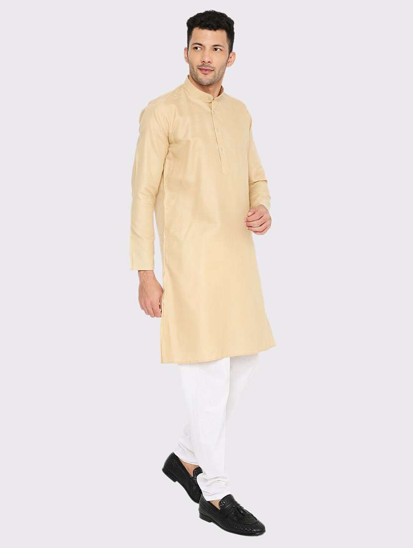 men solid mandarin neck long kurta - 21979276 -  Standard Image - 3