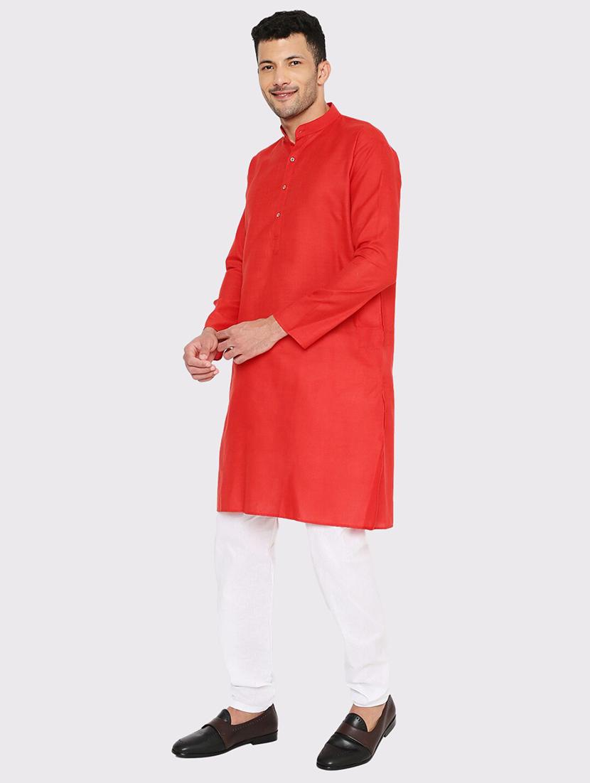 men solid mandarin neck long kurta - 21979277 - Standard Image - 3