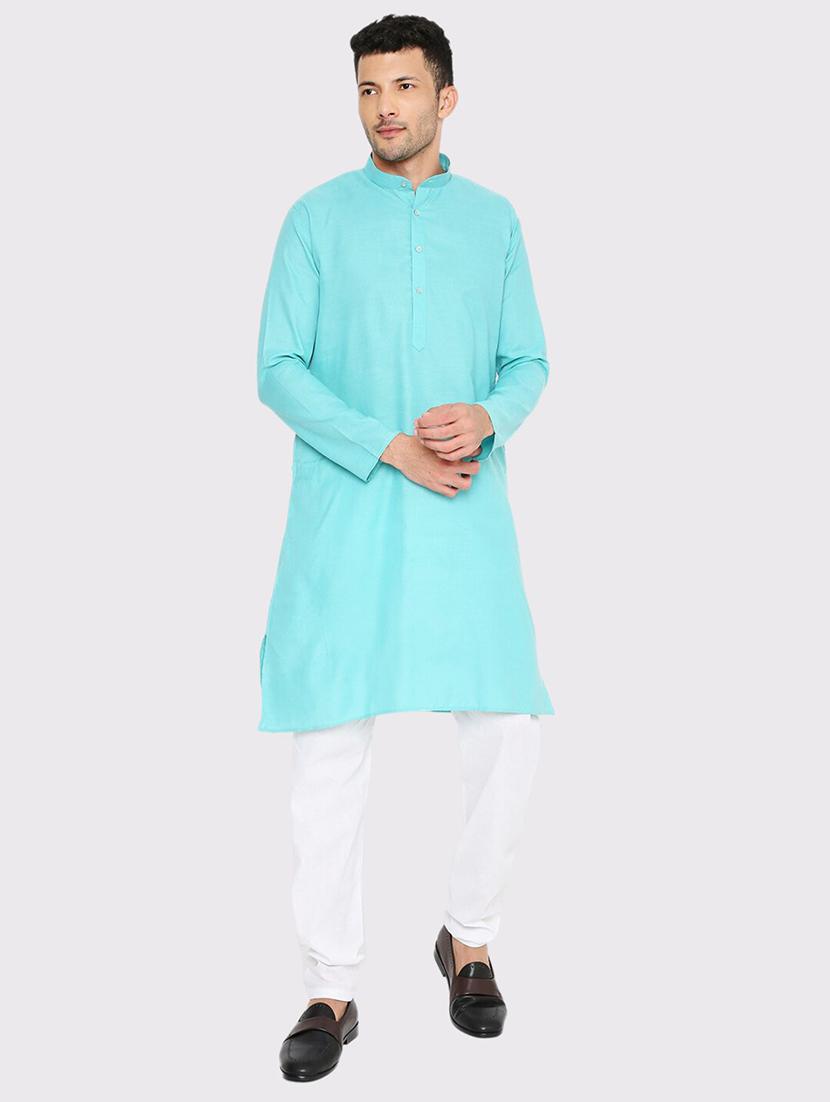 men solid mandarin neck long kurta - 21979278 - Zoom Image - 0