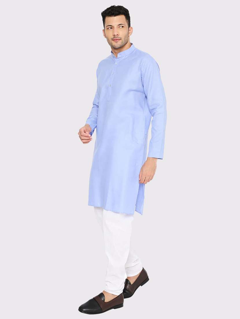 men solid mandarin neck long kurta - 21979279 - Standard Image - 3