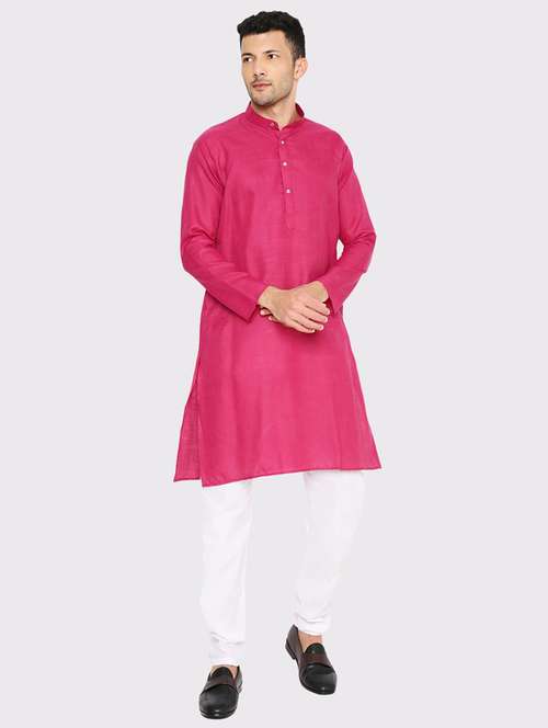 men solid mandarin neck long kurta - 21979280 - Standard Image - 0