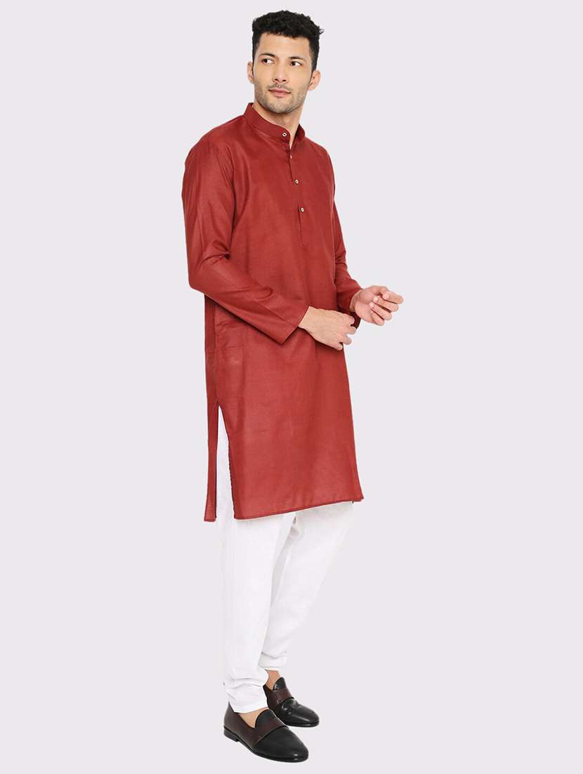 men solid mandarin neck long kurta - 21979282 -  Standard Image - 3