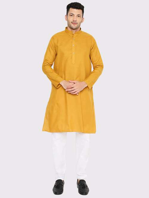 men solid mandarin neck long kurta - 21979283 - Standard Image - 0