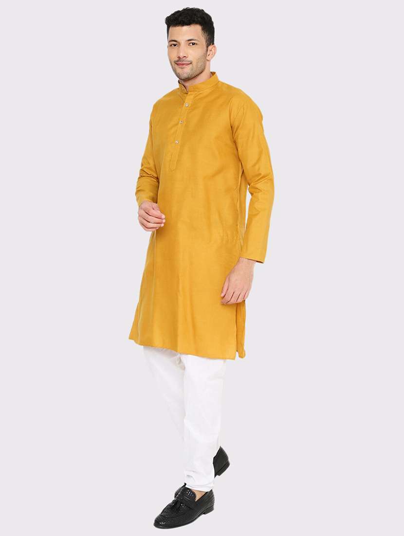 men solid mandarin neck long kurta - 21979283 - Standard Image - 3