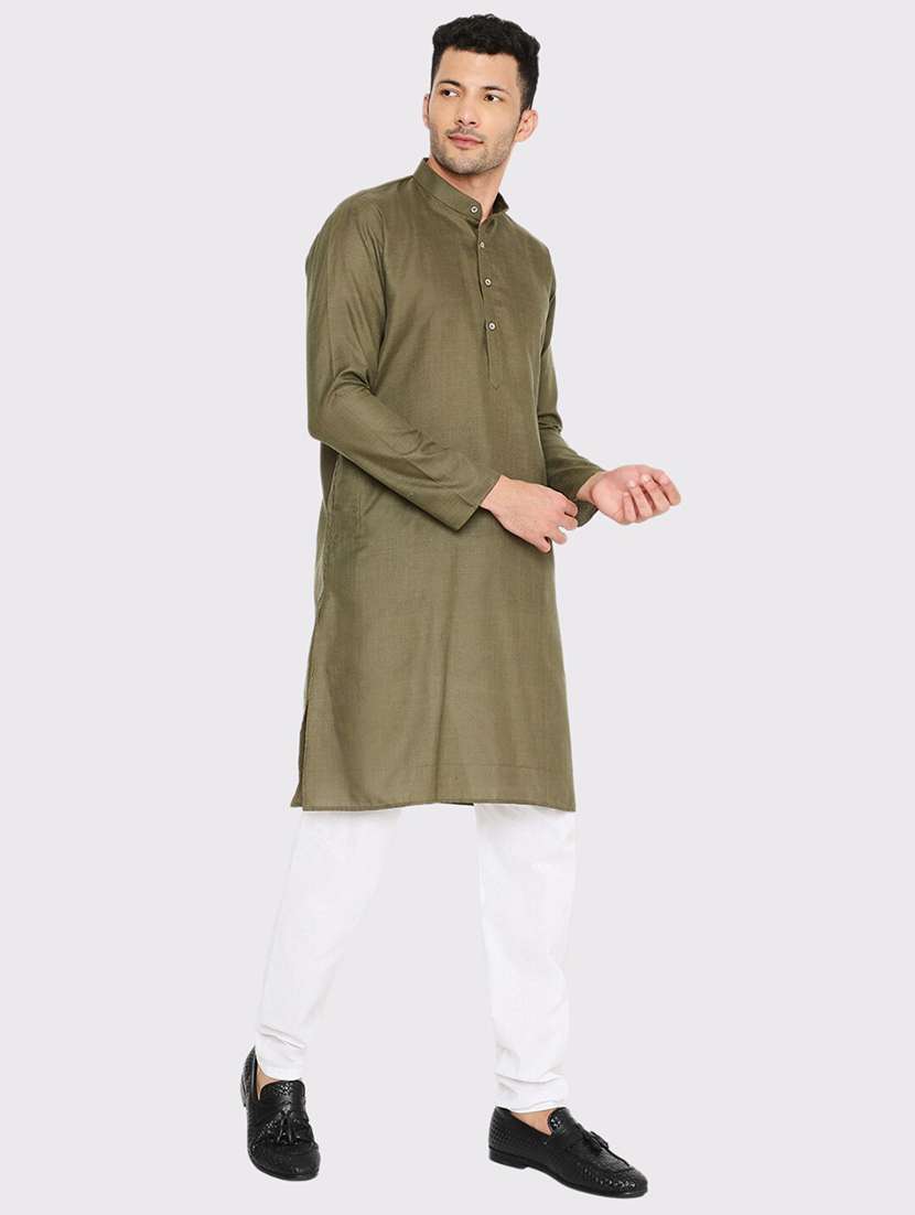 men solid mandarin neck long kurta - 21979284 -  Standard Image - 3