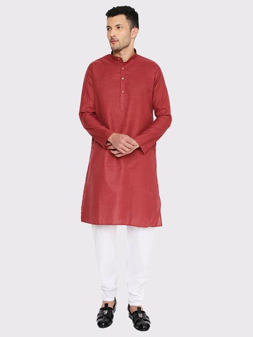 men solid mandarin neck long kurta - 21979285 - Standard Image - 0