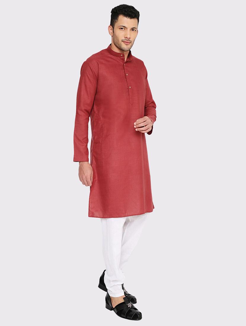 men solid mandarin neck long kurta - 21979285 - Standard Image - 3