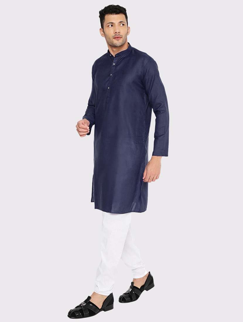 men solid mandarin neck long kurta - 21979289 - Standard Image - 3