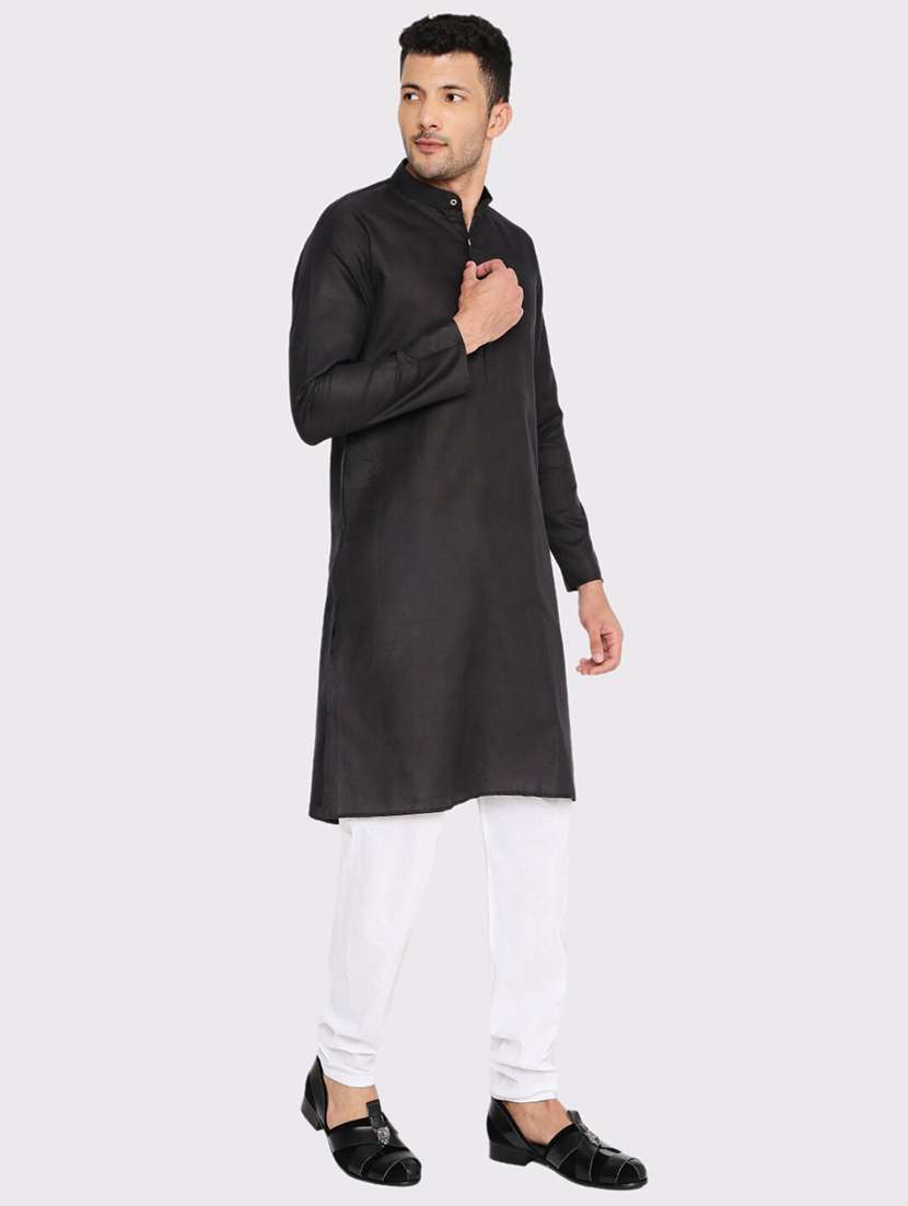 men solid mandarin neck long kurta - 21979291 -  Standard Image - 3
