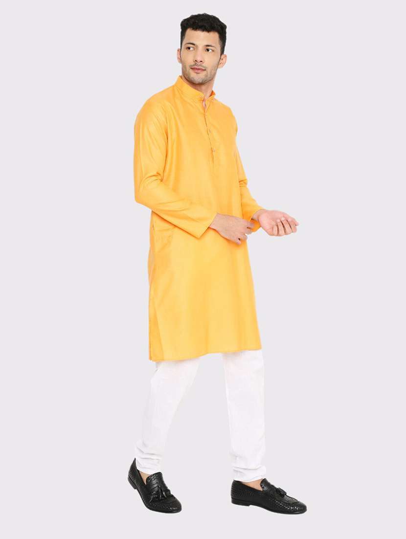 men solid mandarin neck long kurta - 21979292 -  Standard Image - 3