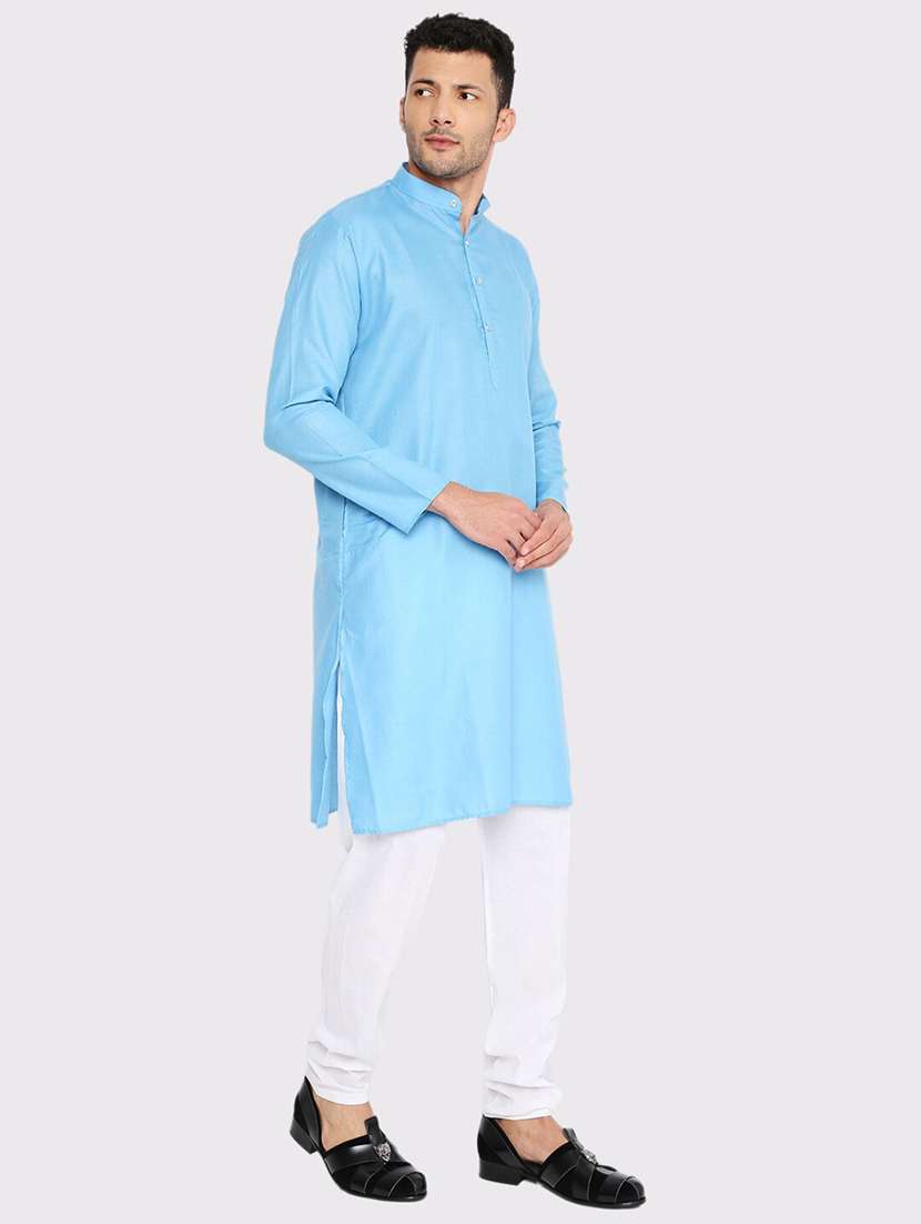 men solid mandarin neck long kurta - 21979293 -  Standard Image - 3