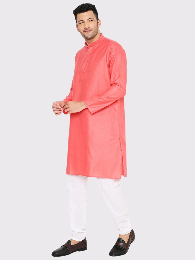 men solid mandarin neck long kurta - 21979294 - Standard Image - 3