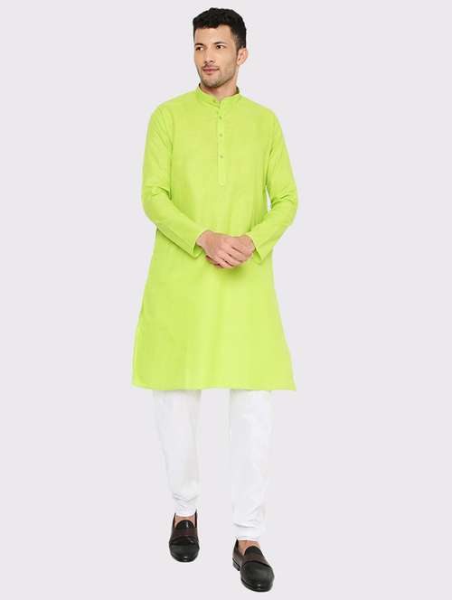 men solid mandarin neck long kurta - 21979295 - Standard Image - 0
