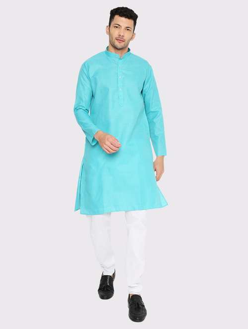 men solid mandarin neck long kurta - 21979298 -  Standard Image - 0