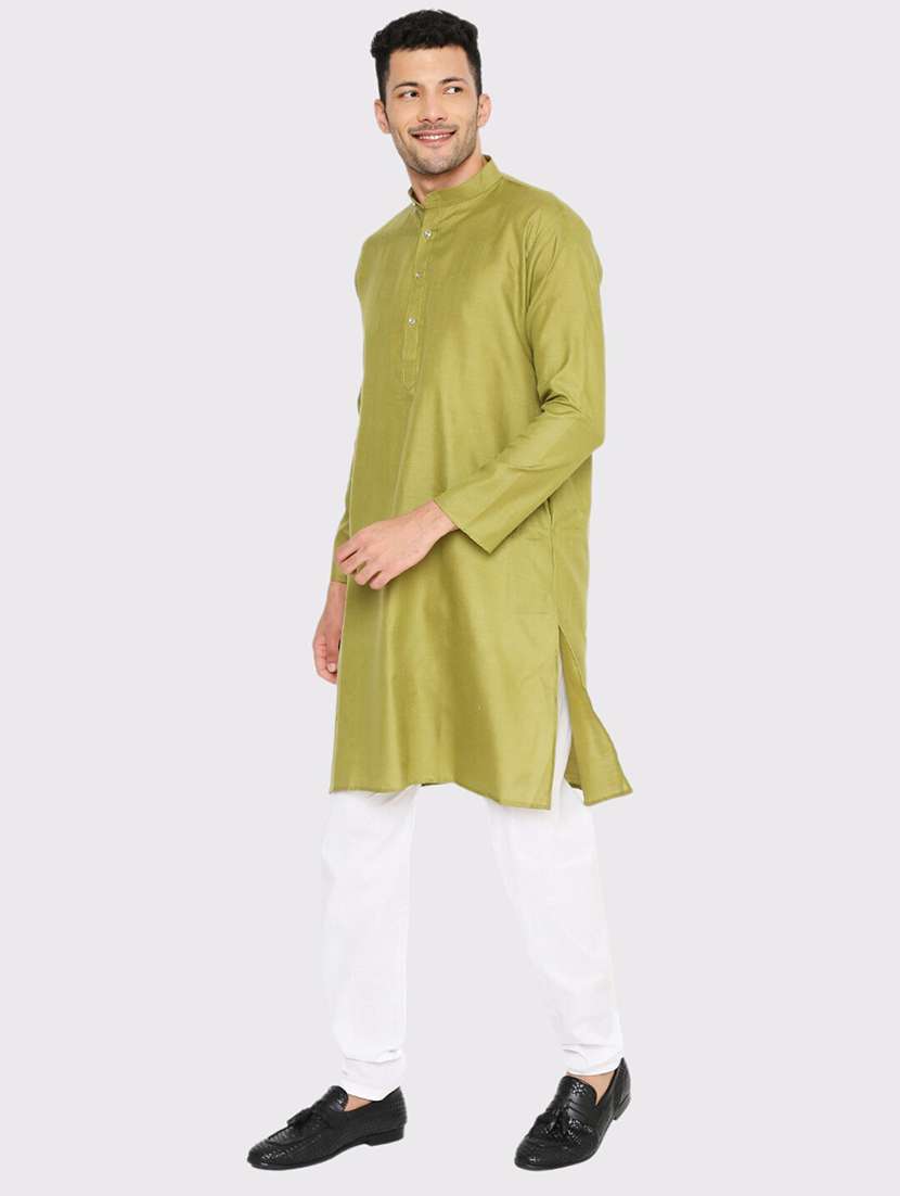 men solid mandarin neck long kurta - 21979300 -  Standard Image - 3