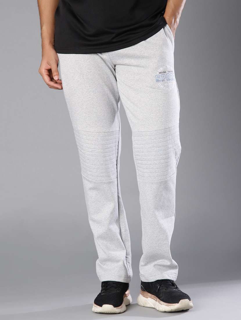 men melange mid rise full length track pant