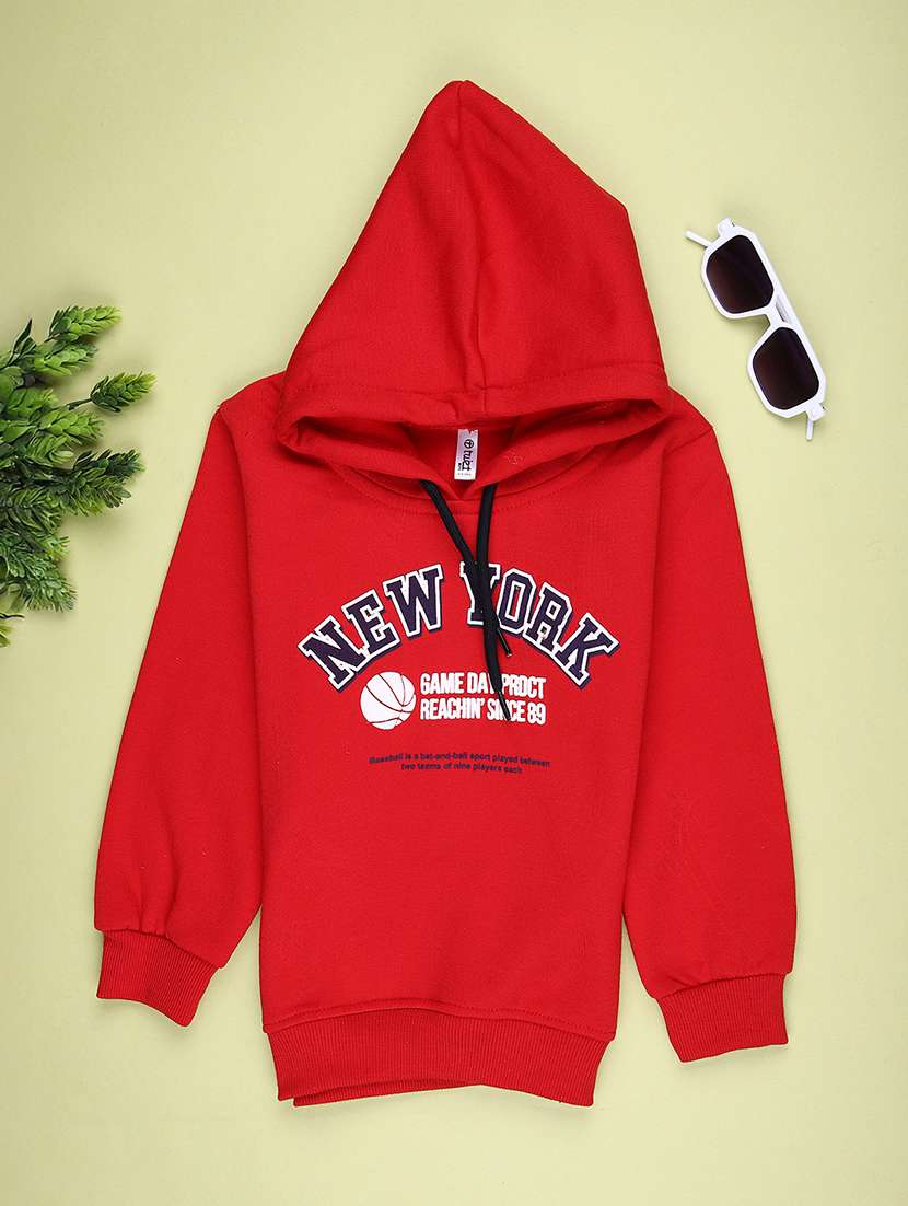 boys printed long sleeve hooded sweatshirt