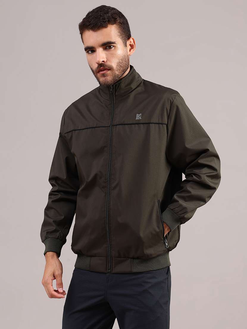 Men Solid Stand Collar Long Sleeve Casual Jacket - 21979390 -  Standard Image - 3