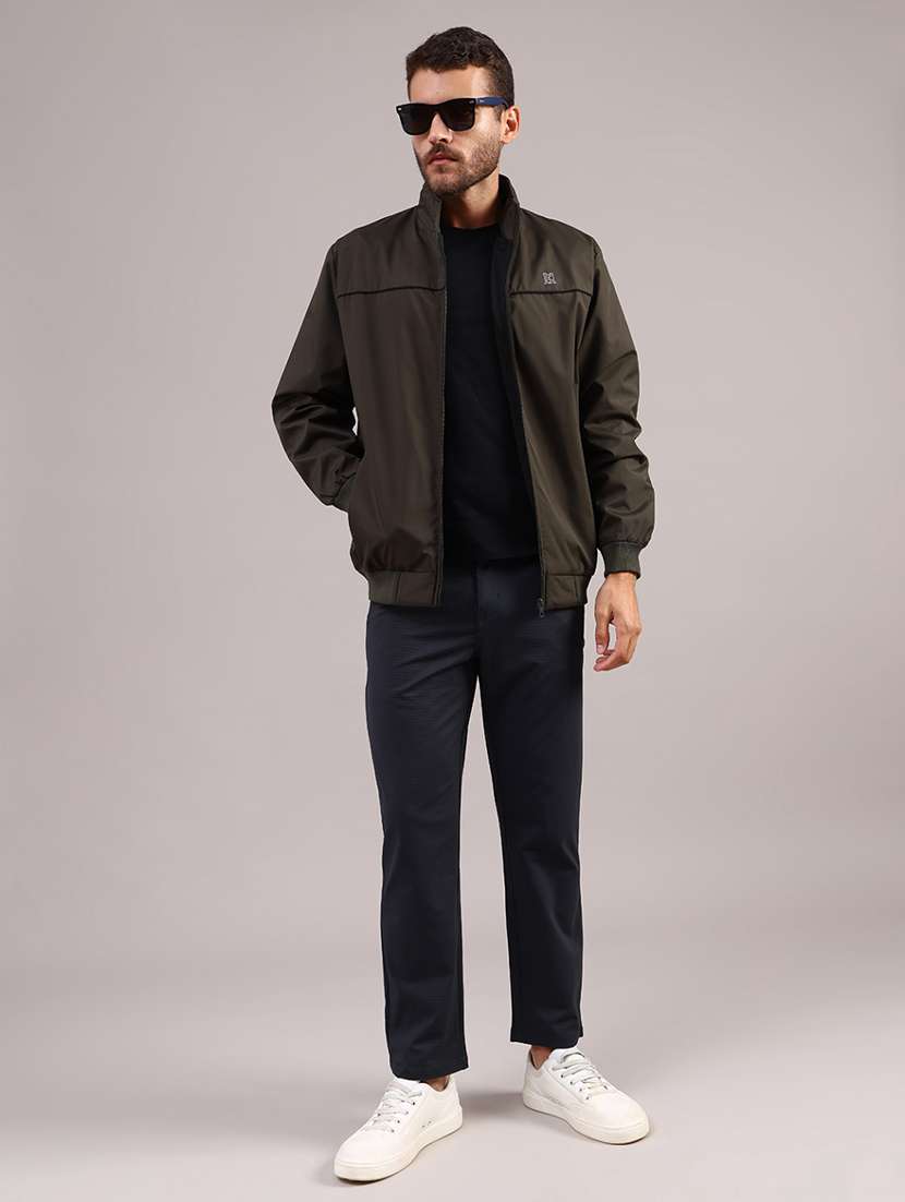 Men Solid Stand Collar Long Sleeve Casual Jacket - 21979390 -  Standard Image - 5