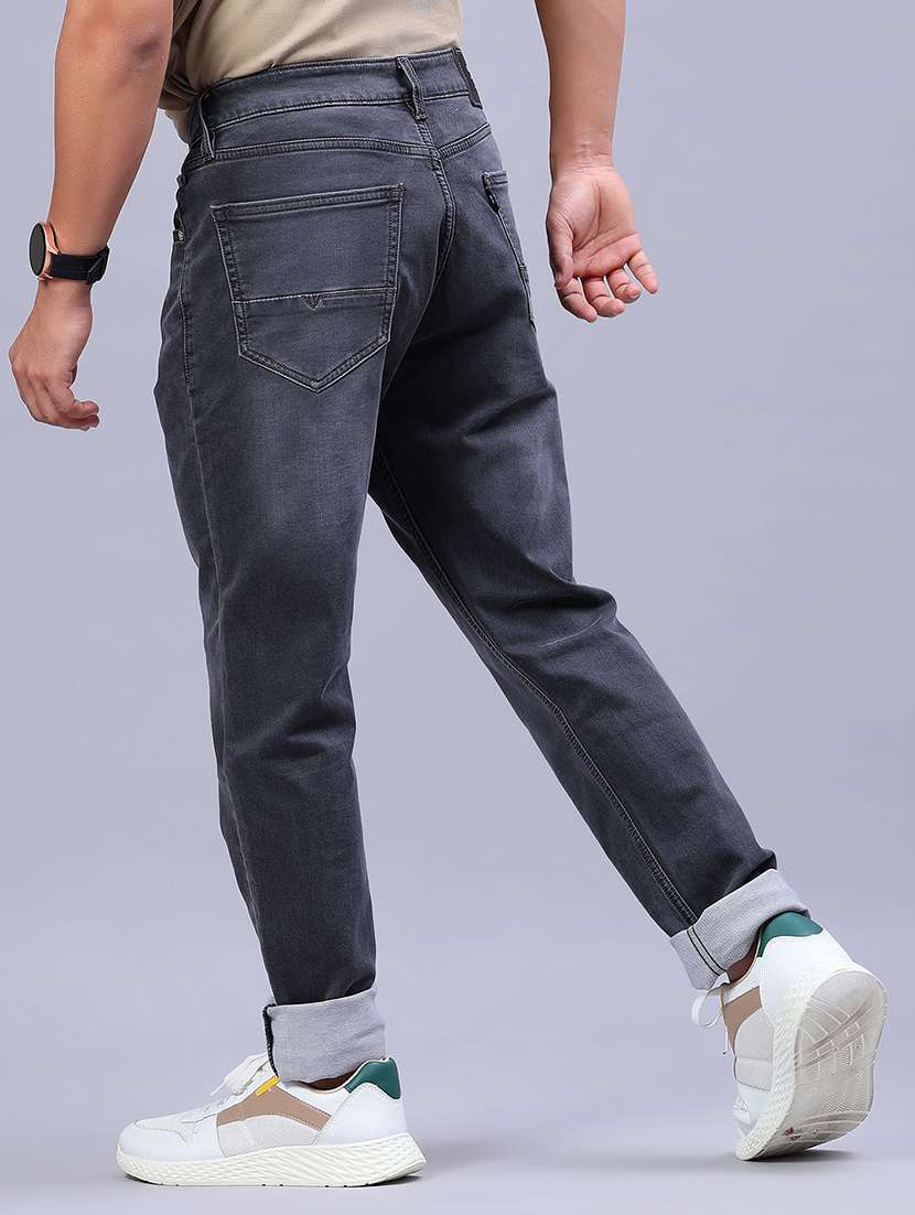 men solid mid rise tapered fit jeans - 21979457 -  Standard Image - 3