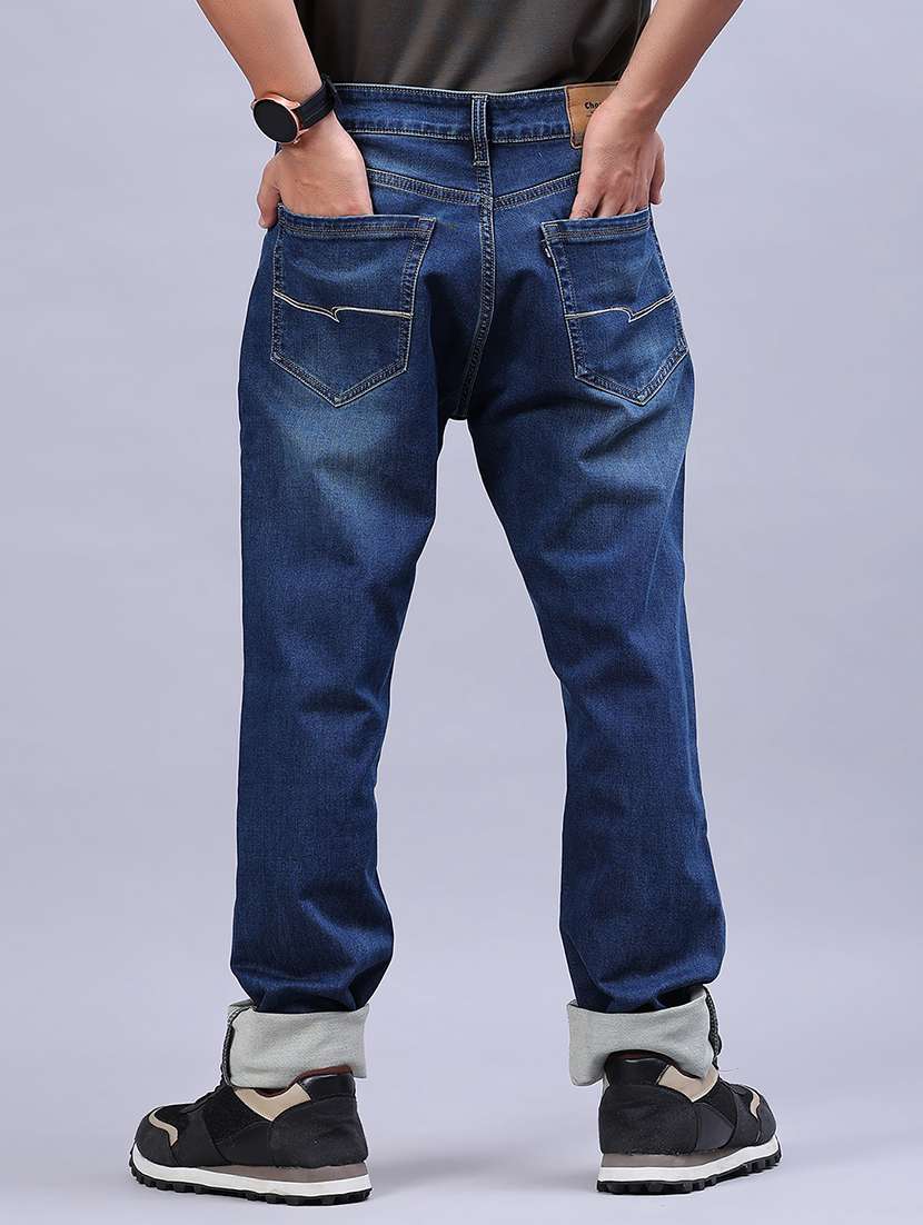 men solid mid rise tapered fit jeans - 21979459 -  Standard Image - 3