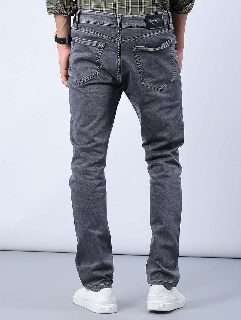 men plain mid rise full length tapered jeans - 21979469 -  Standard Image - 3