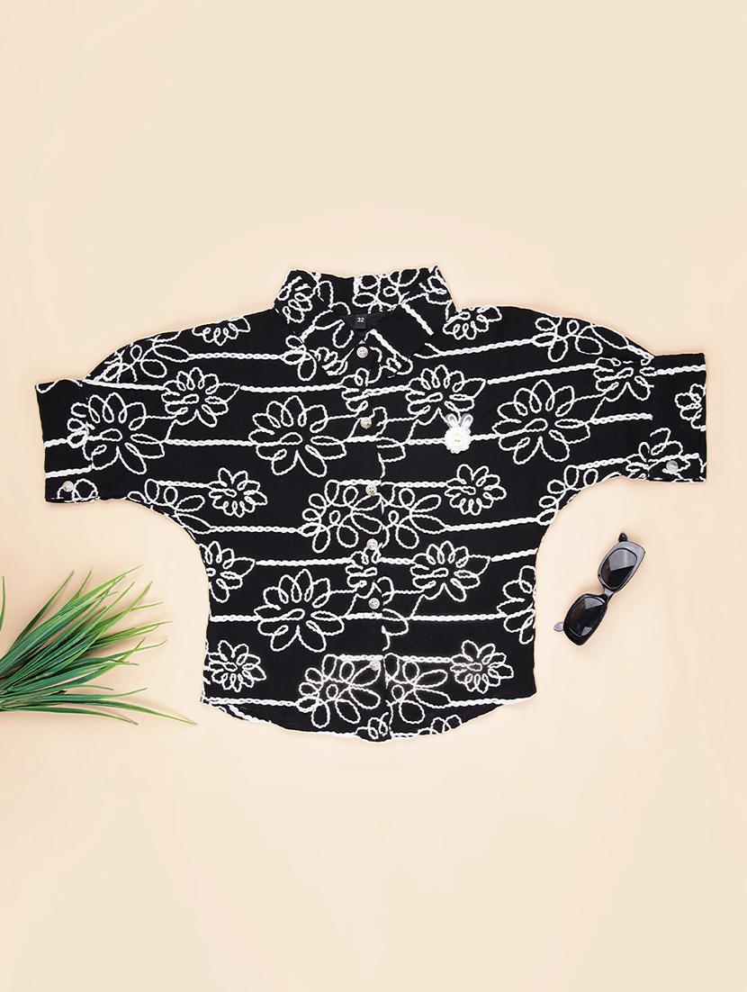 girls embroidered short sleeve collared top - 21979553 -  Zoom Image - 0
