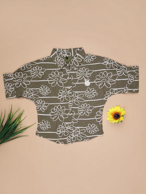 girls embroidered short sleeve collared top - 21979555 - Standard Image - 0