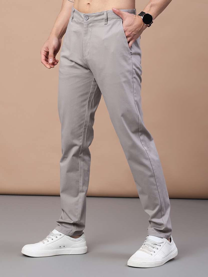 men solid mid rise flat front casual trouser - 21979584 -  Standard Image - 3