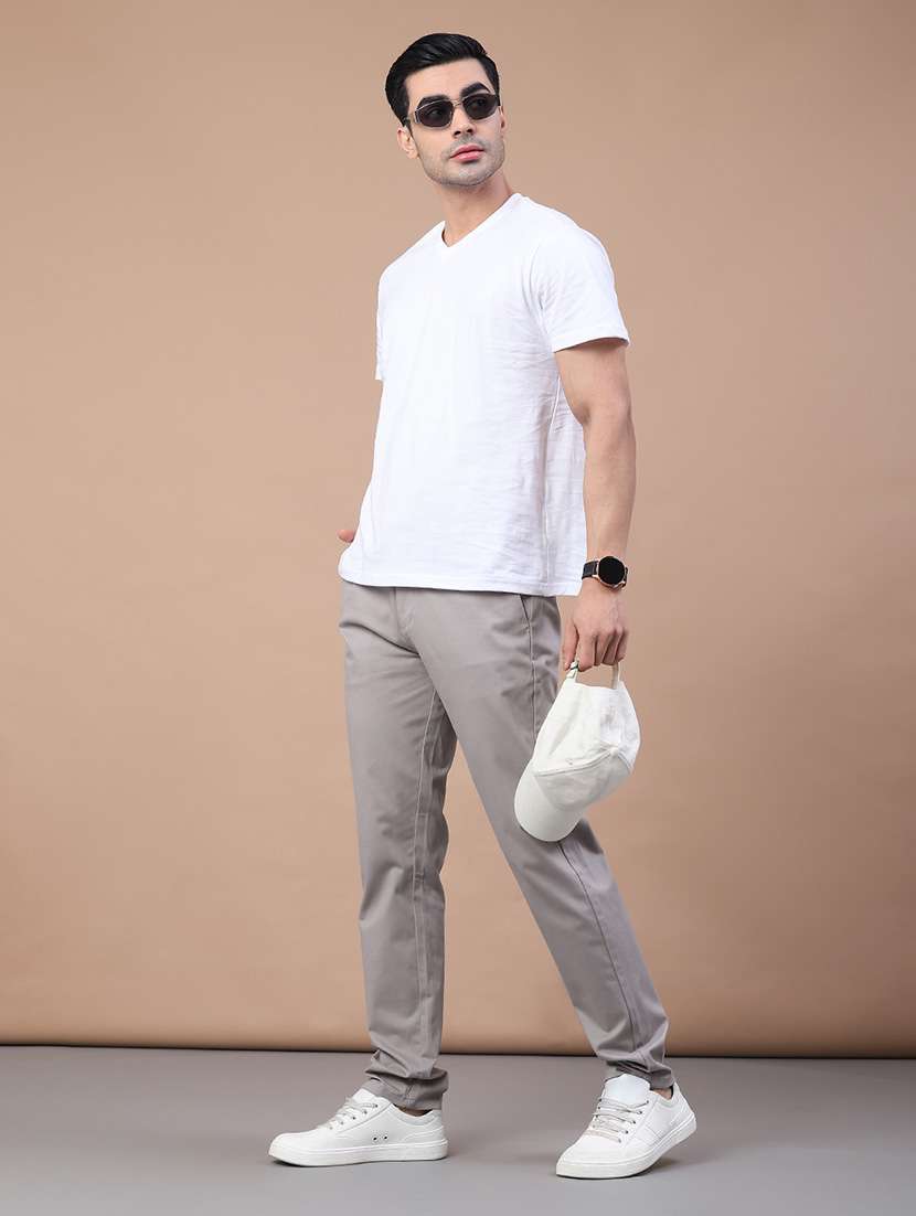 men solid mid rise flat front casual trouser - 21979584 -  Standard Image - 5