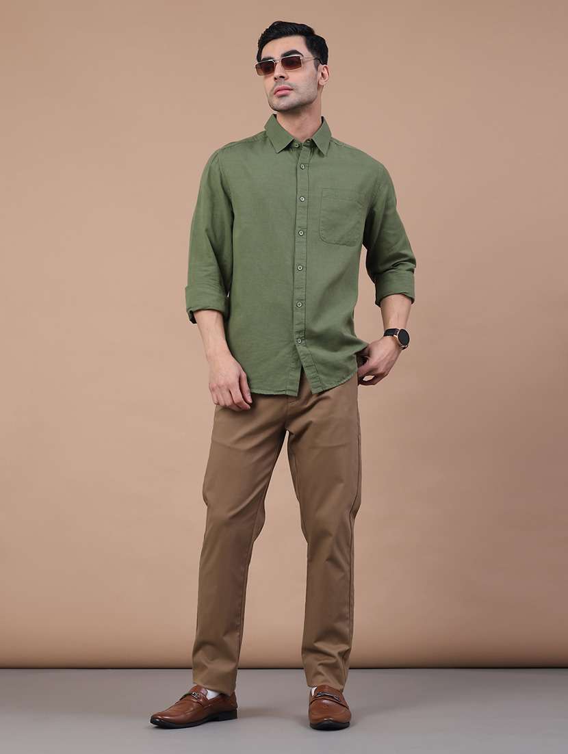 men solid mid rise flat front casual trouser - 21979586 -  Standard Image - 5