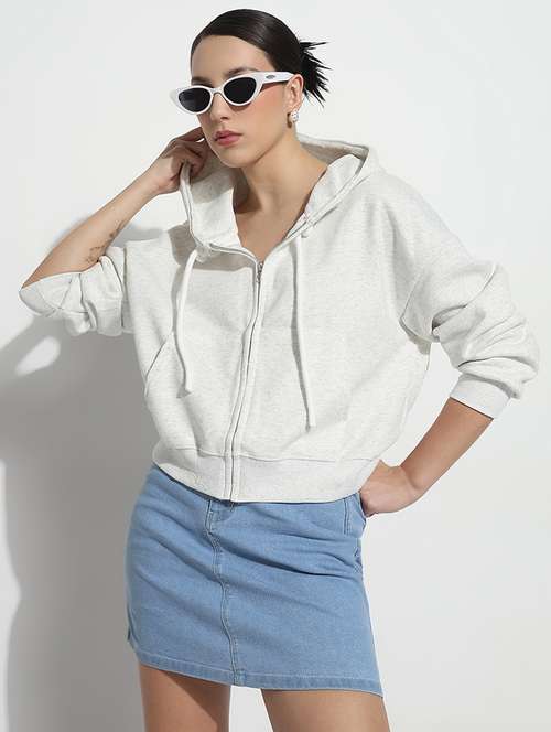 women solid long sleeve hooded sweatshirt - 21979721 - Standard Image - 0