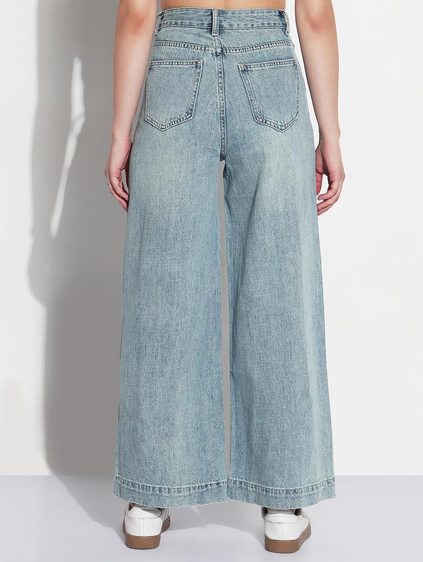 women solid high rise wide leg jean - 21979731 - Standard Image - 3