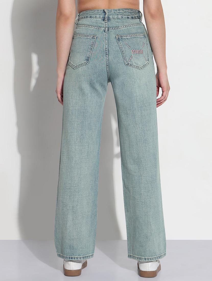 women solid high rise straight fit jean - 21979732 - Standard Image - 3