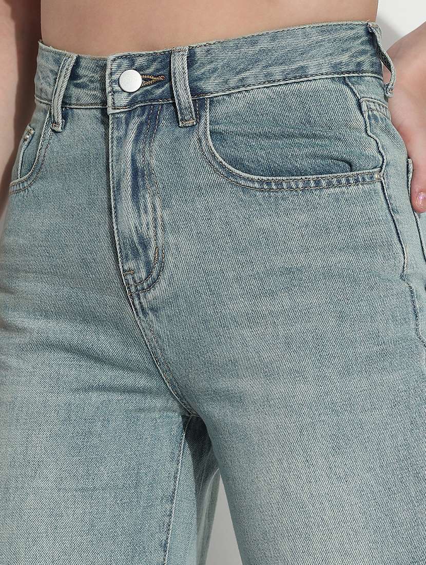 women solid high rise straight fit jean - 21979732 - Standard Image - 5