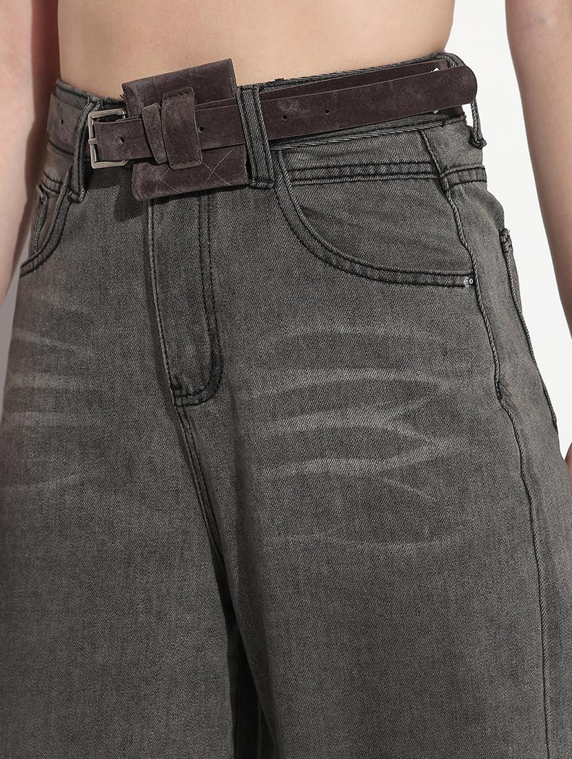 women solid high rise wide leg jeans - 21979737 - Standard Image - 5