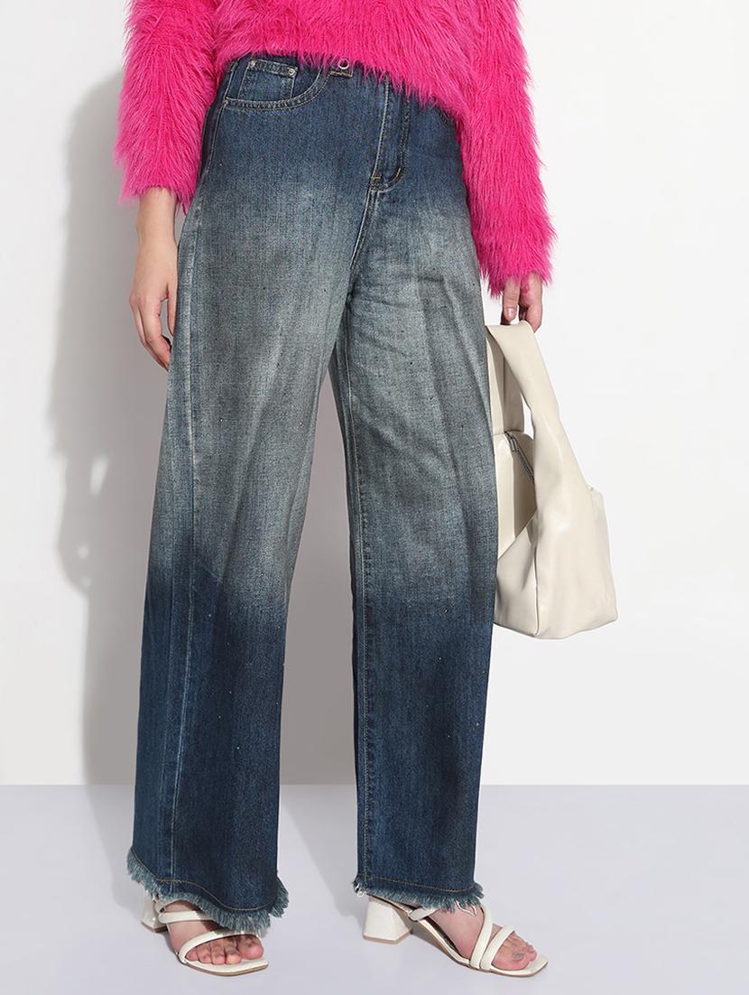 women solid high rise wide leg jean - 21979739 -  Zoom Image - 0