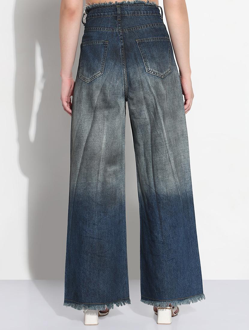 women solid high rise wide leg jean - 21979739 - Standard Image - 3