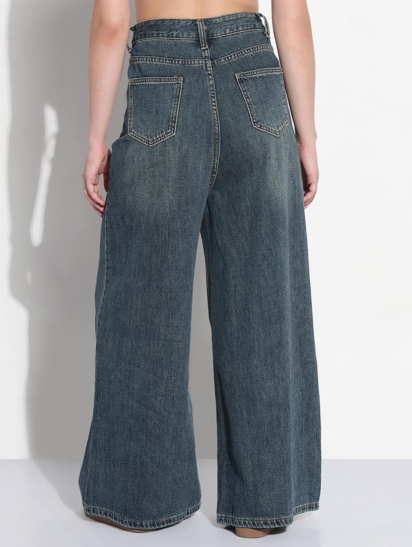 women solid high rise wide leg jean - 21979740 - Standard Image - 3