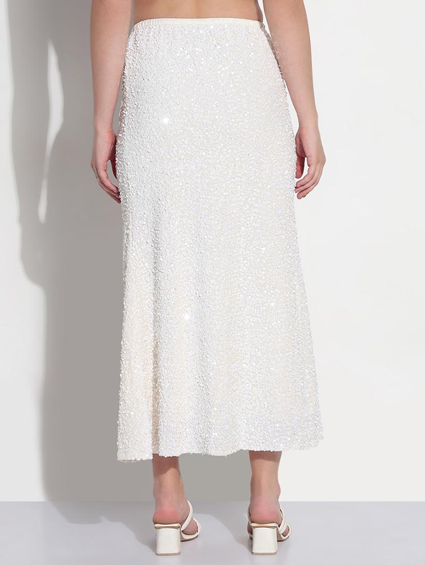 women white sequined high rise a-line skirt - 21979745 - Standard Image - 3