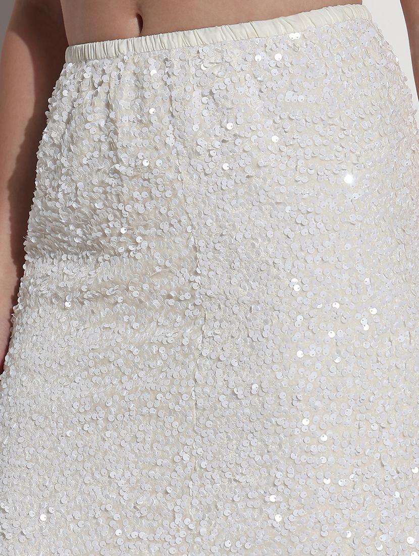 women white sequined high rise a-line skirt - 21979745 - Standard Image - 5