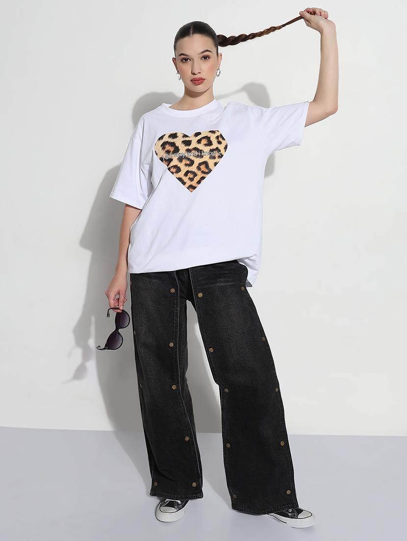 women printed short sleeve oversized t-shirt - 21979754 - Standard Image - 5