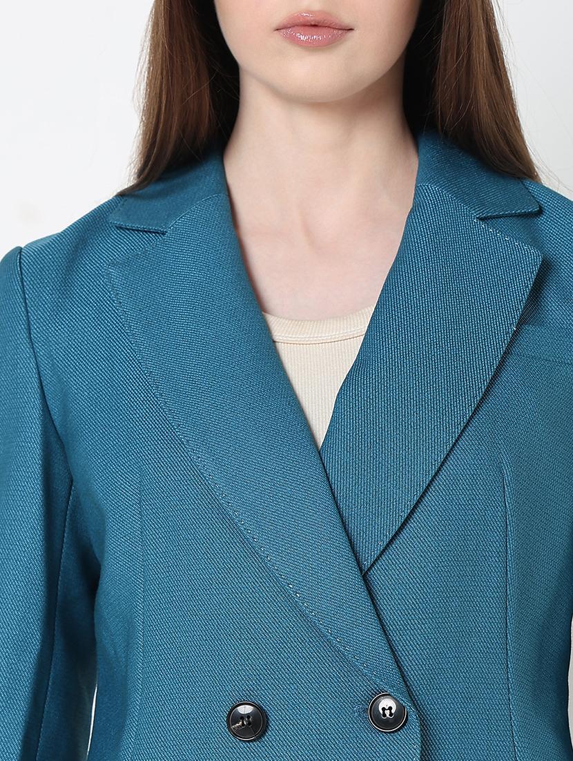 women solid long sleeve double breasted blazer - 21979763 - Standard Image - 5