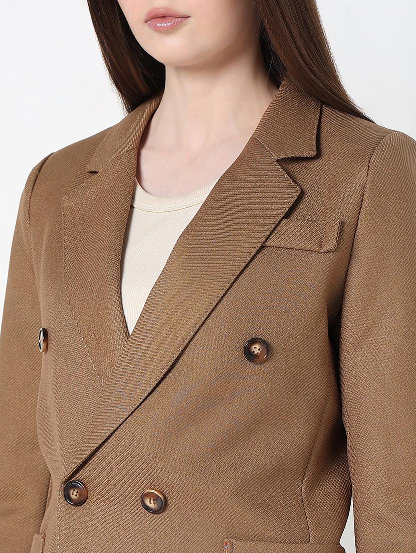 women solid long sleeve double breasted blazer - 21979764 - Standard Image - 5