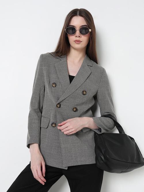 women self designed long sleeve double breasted blazer - 21979767 -  Standard Image - 0