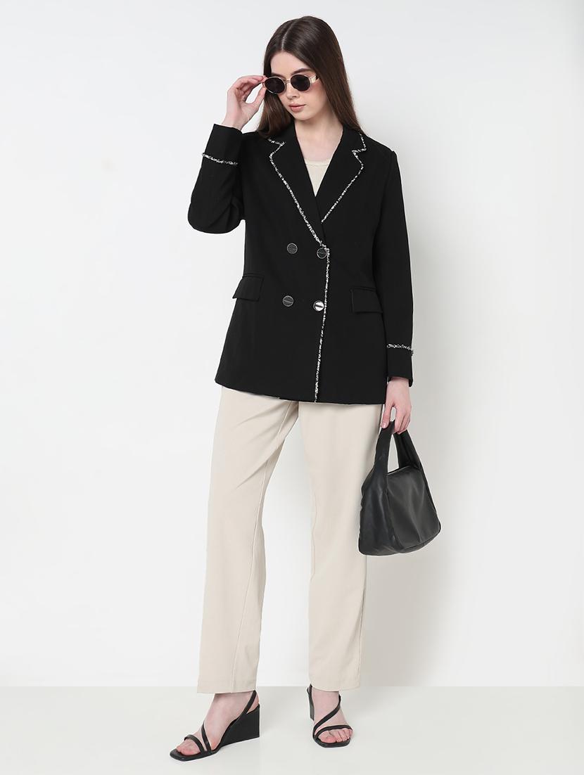 women solid long sleeve double breasted blazer - 21979768 - Standard Image - 5