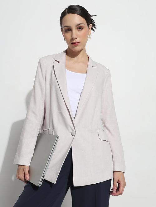 women solid long sleeve single breasted blazer - 21979774 - Standard Image - 0