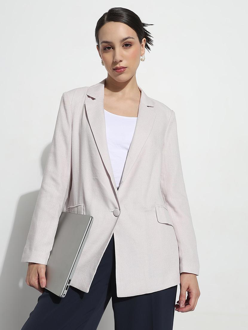 women solid long sleeve single breasted blazer - 21979774 - Zoom Image - 0