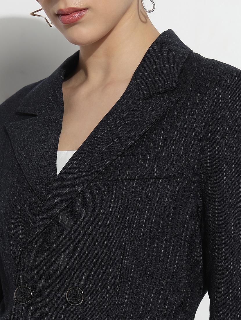 women striped long sleeve double breasted blazer - 21979775 - Standard Image - 5